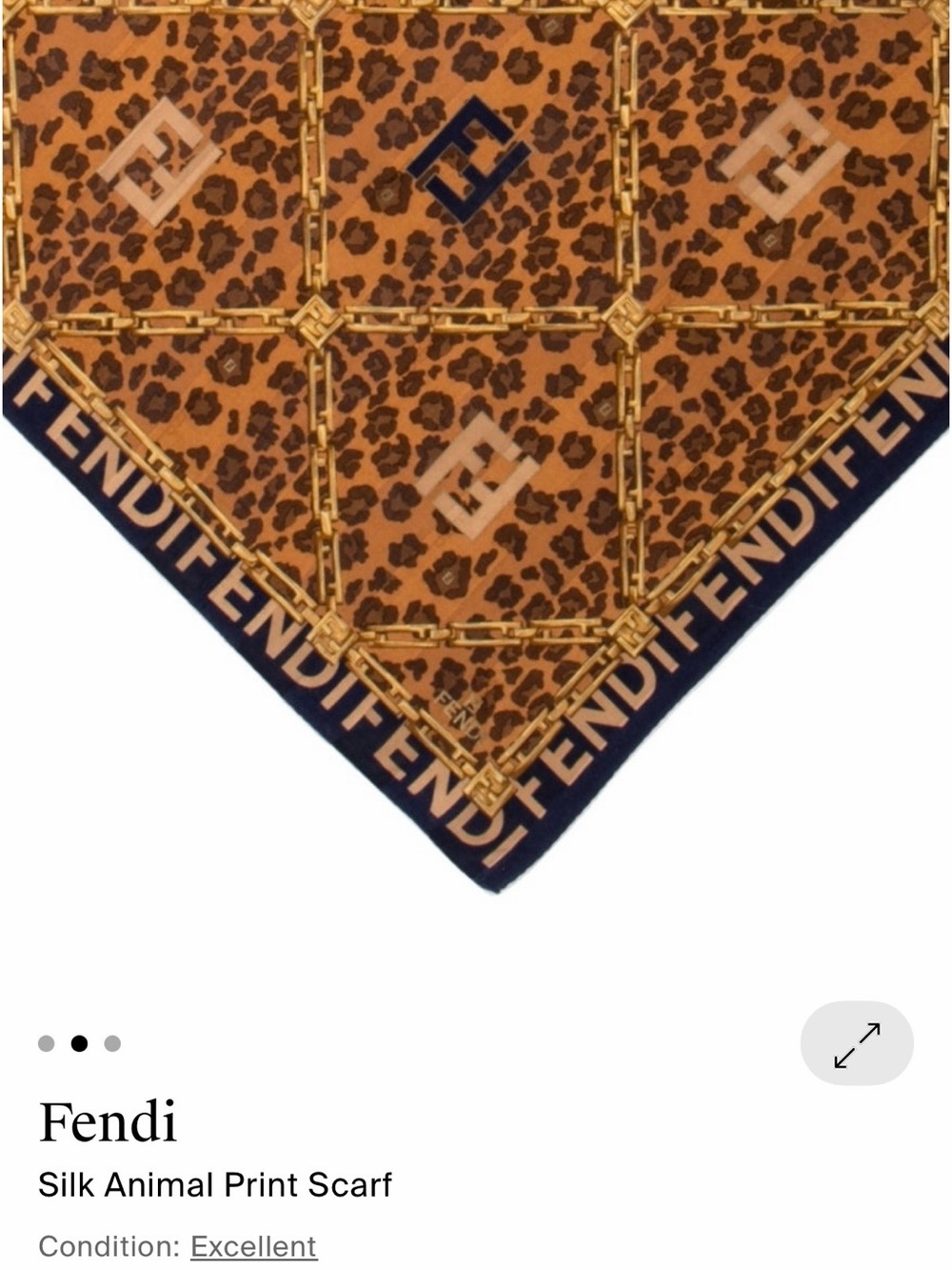 Fendi Leopard Print Silk Scarf with Navy Trim